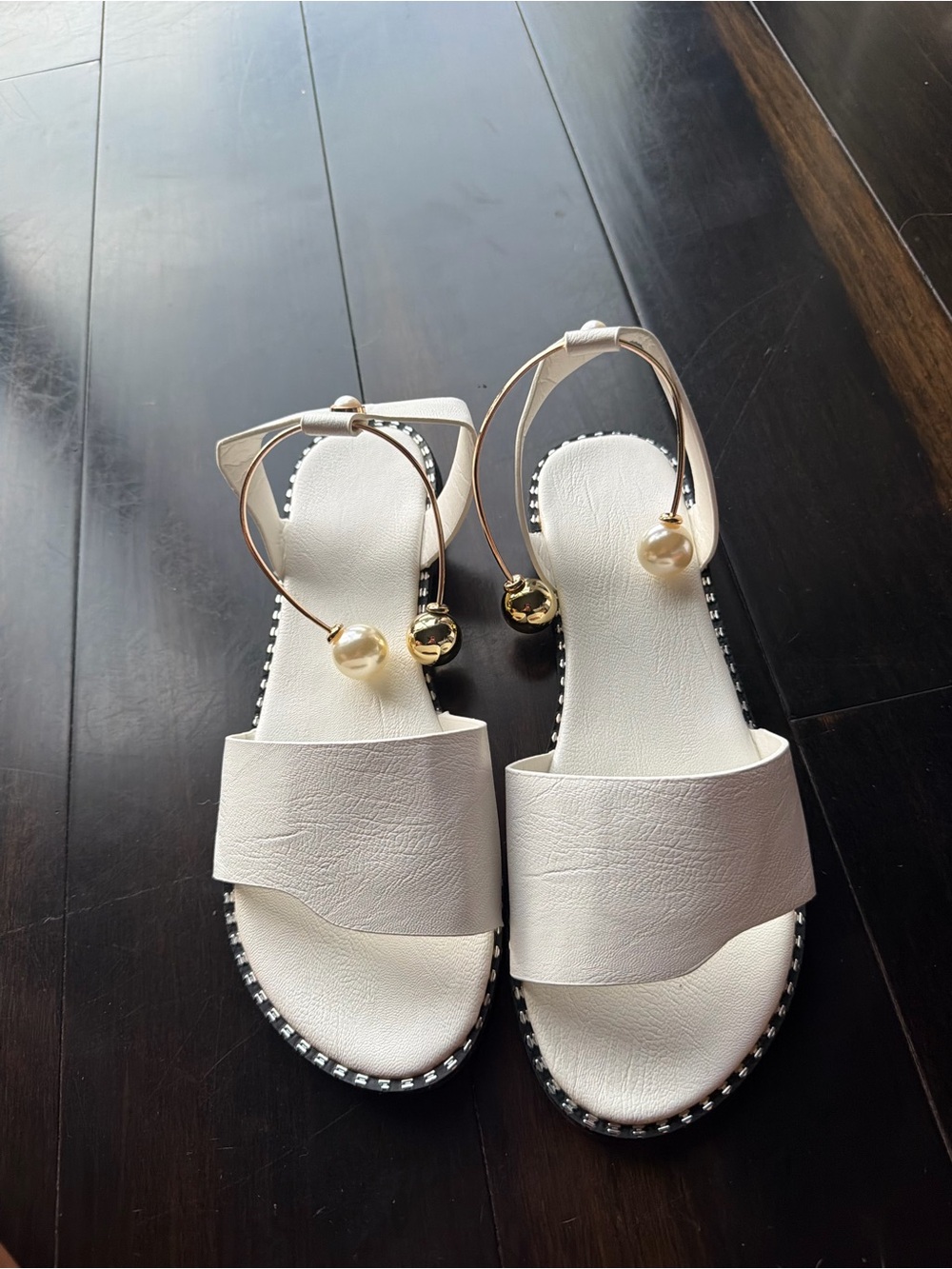 Women's White Pearl-Accent Sandals